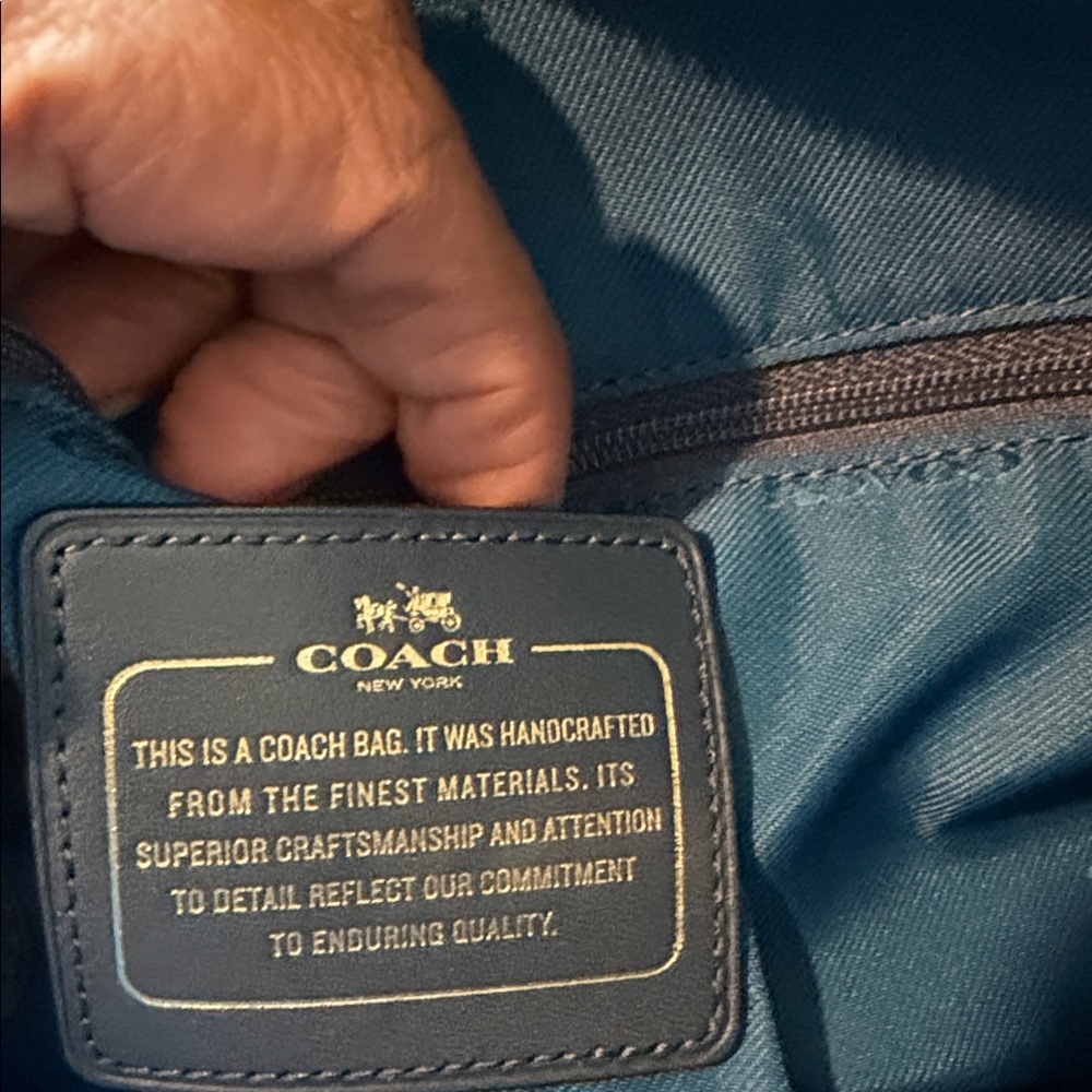 Coach Dark Blue Python Embossed Shoulder Bag - image 4